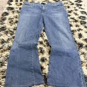 VTG Mossimo Mid Rise Y2K Bedazzled Women's Med Wash Flare Jeans, Size 16, Indie